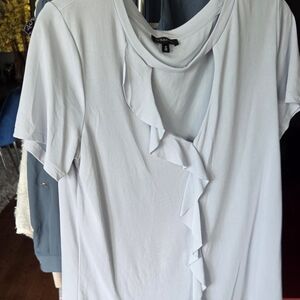 Dynamite Soft Gray Ruffle Blouse